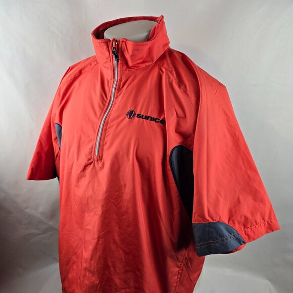 Sunice Jacket Mens Medium Orange Red Half Zip Windbreaker Weather Golf Pullover - Picture 4 of 9